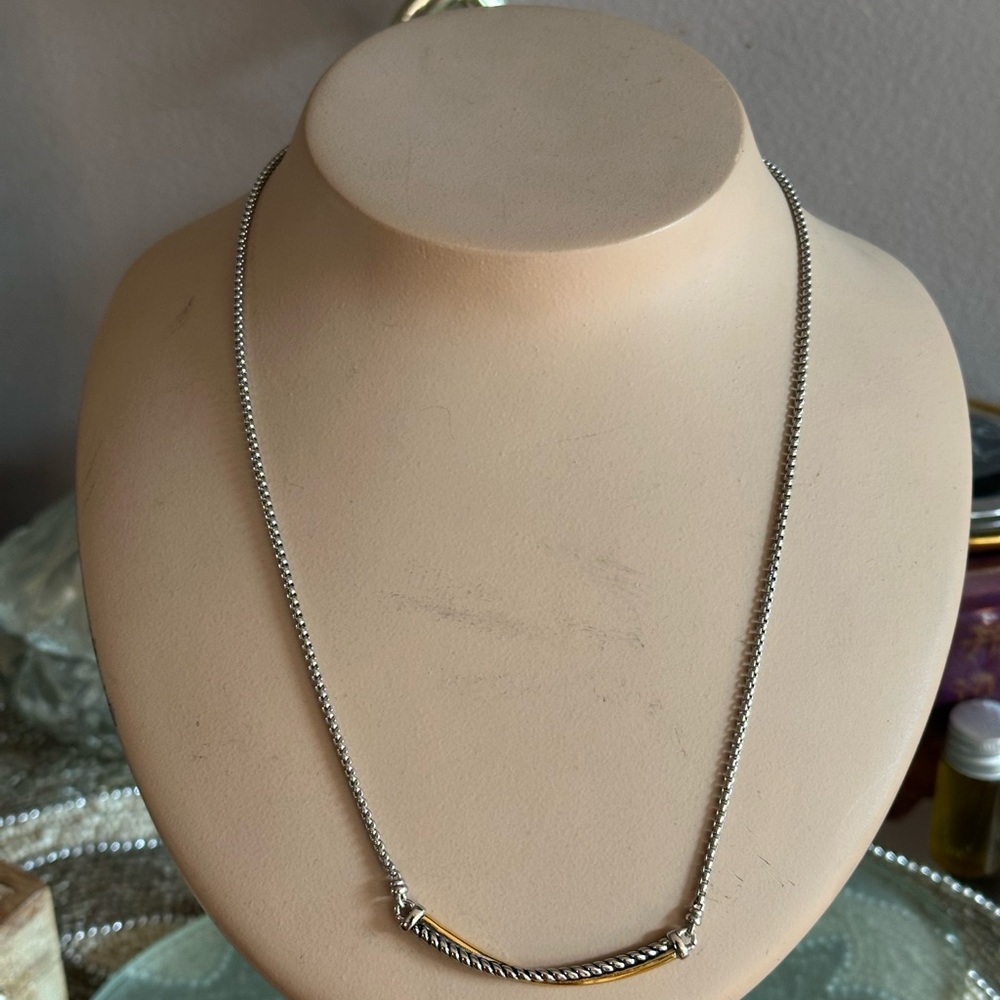 David Yurman Cross Over Collection Sterling Silver Bar Necklace